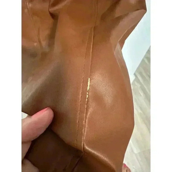 ZARA CARAMEL FAUX LEATHER Dress size‎ XS - Picture 3 of 6